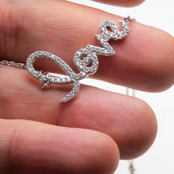 *925 Sterling Silver Diamond Love Bracelet - Picture 2 of 3